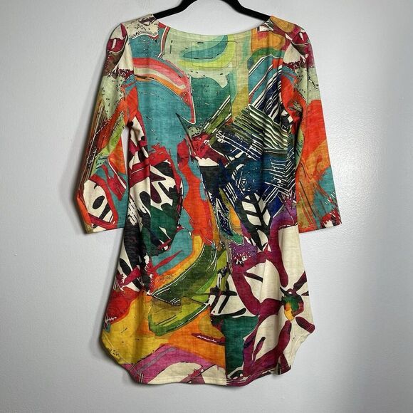 AMMA Made In LA Top Size Small Colorful Artsy Tunic Multicolor Vibrant - Picture 3 of 7